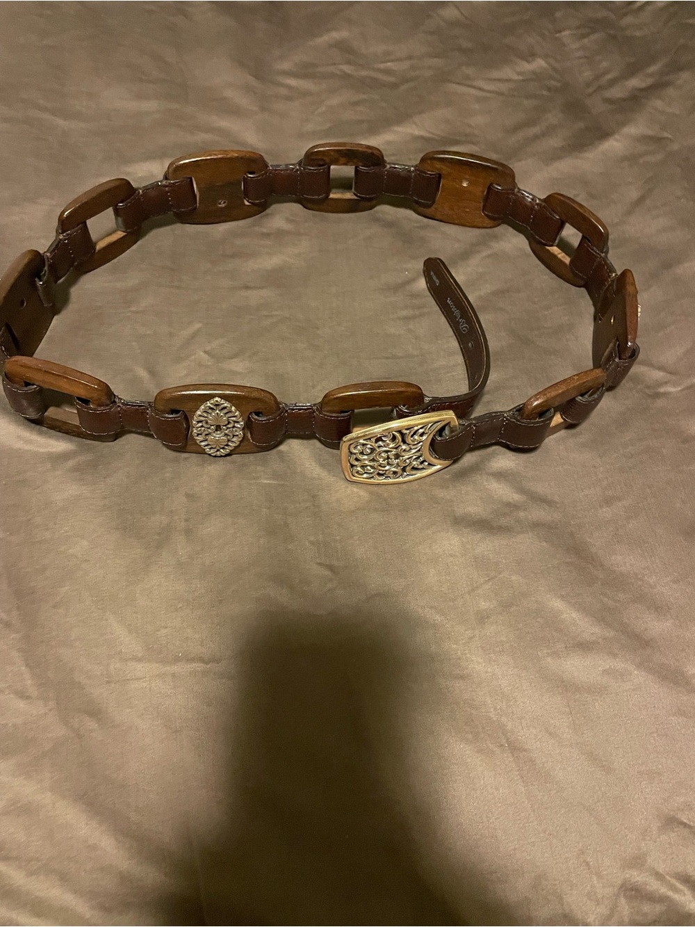 Brighton wood and leather concho belt